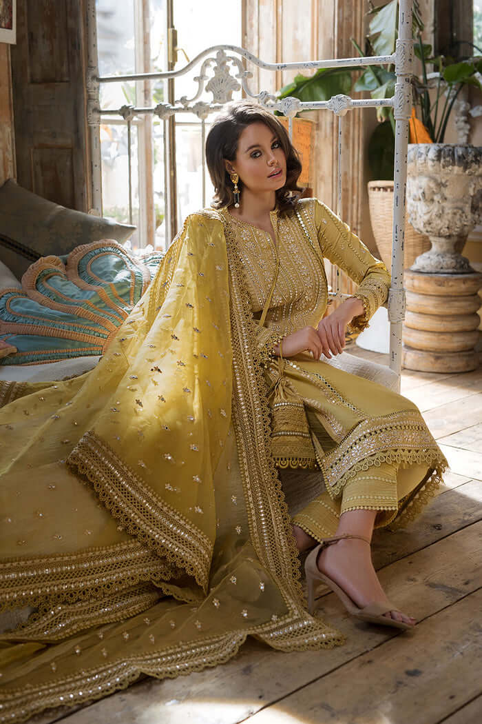 3 Piece Unstitched Heavy Embroidered Lawn Suit ( Full Embroidered Organza Dupatta ) - Motif