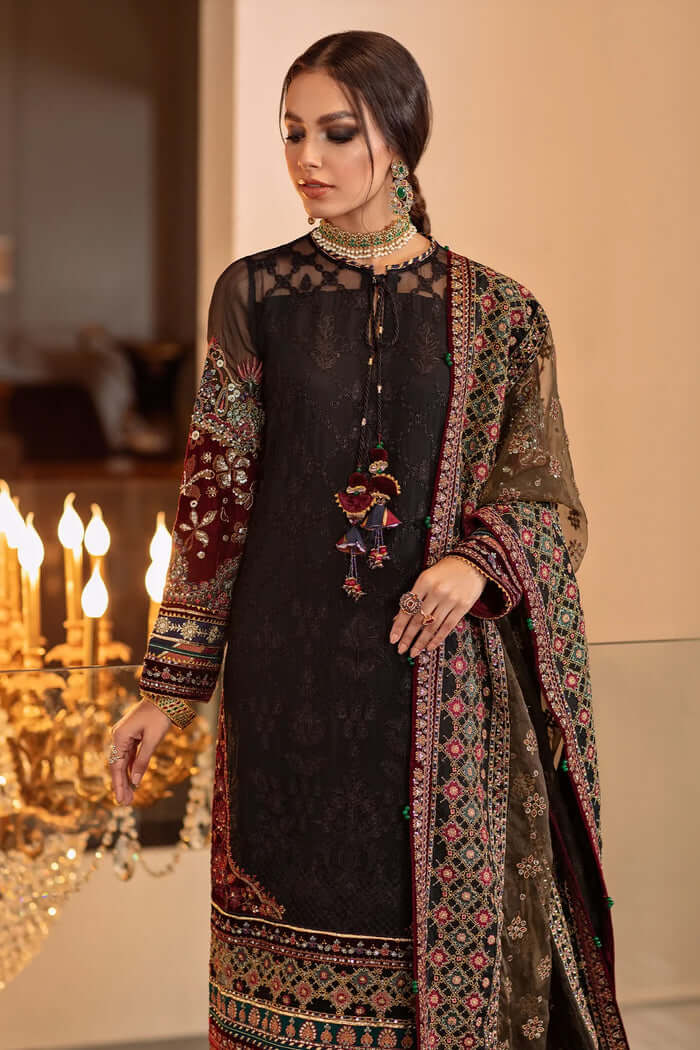 3 Piece Unstitched Heavy Embroidered Lawn Suit ( Full Embroidered Organza Dupatta ) - Motif
