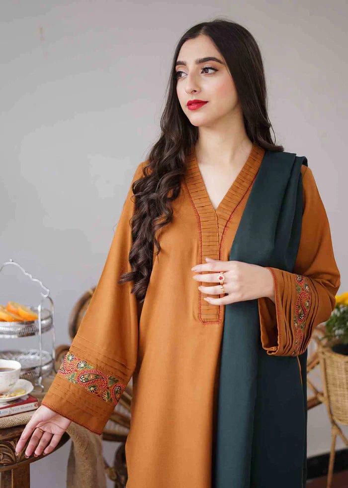 3 Piece Unstitched Heavy Embroidered Dhanak Suit ( Embroidered Dhanak Shawl ) - Motif