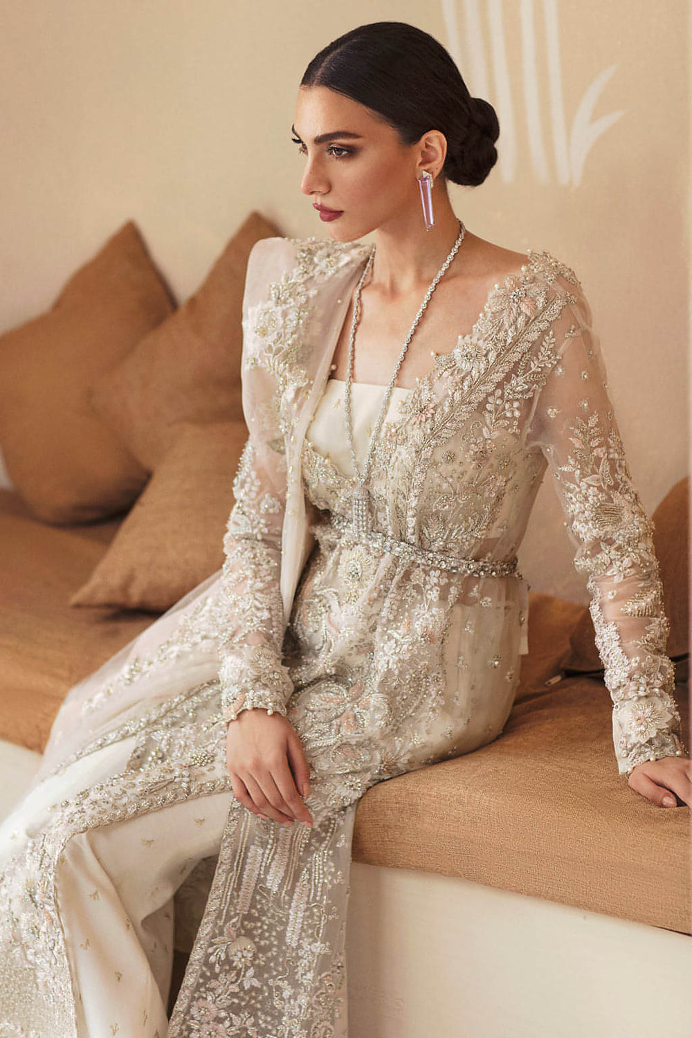 Unstitched 3 Piece Fully Embroidered Organza Dress With Embroidered Dupatta