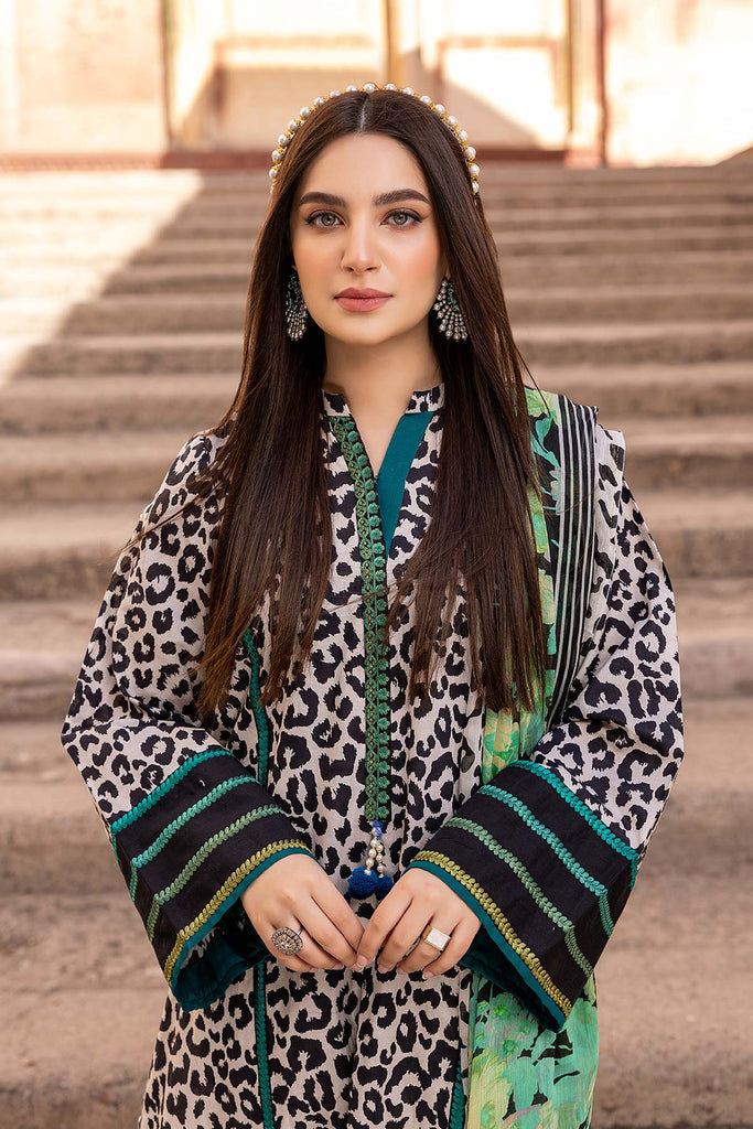 Unstitched 3 Piece Digital Printed Lawn Suit with Printed Lawn Dupatta
