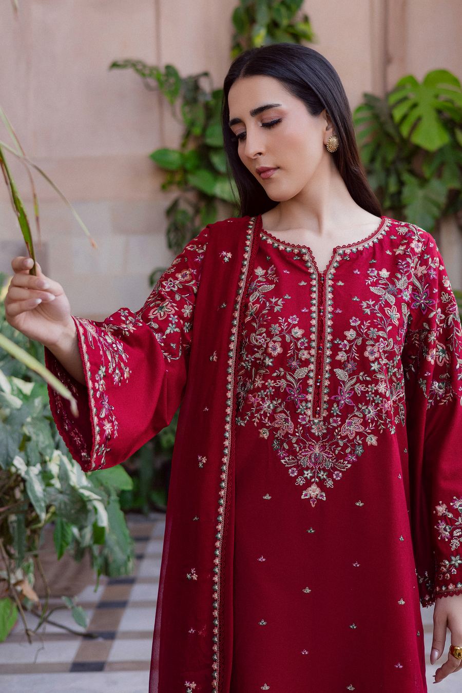 Unstitched 3 Piece Fully Embroidered Lawn Suit With Embroidered Chiffon Dupatta