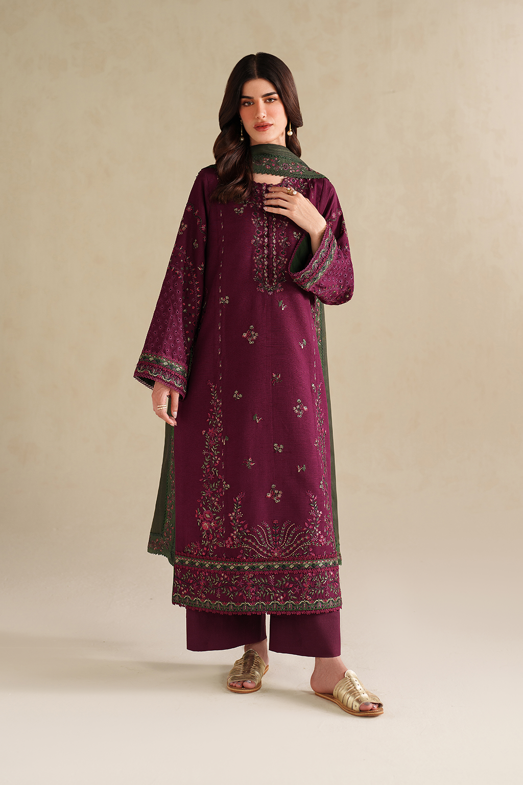 Unstitched 3 Piece Fully Embroidered Lawn Suit With Embroidered Lawn Dupatta