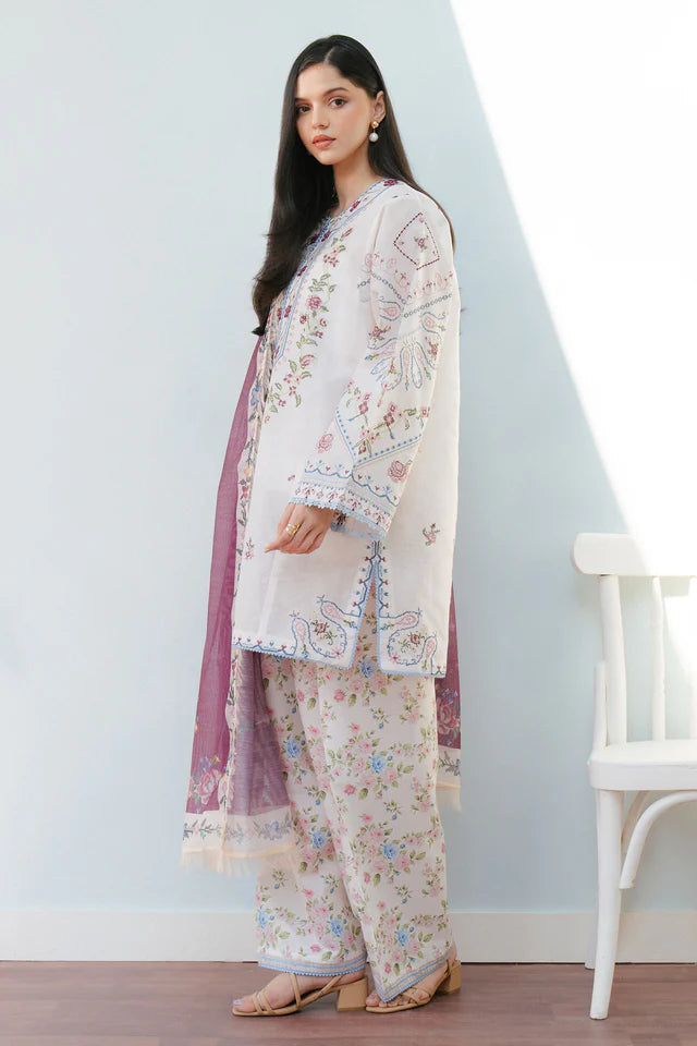 Unstitched 3 Piece Digital Printed Lawn Suit with Printed Lawn Dupatta