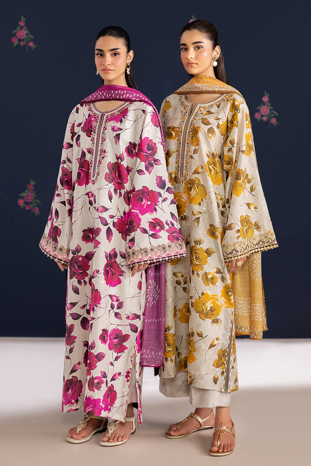 Unstitched 3 Pec Digital Printing & Embroidered Lawn Suit With Printed Lawn Dupatta