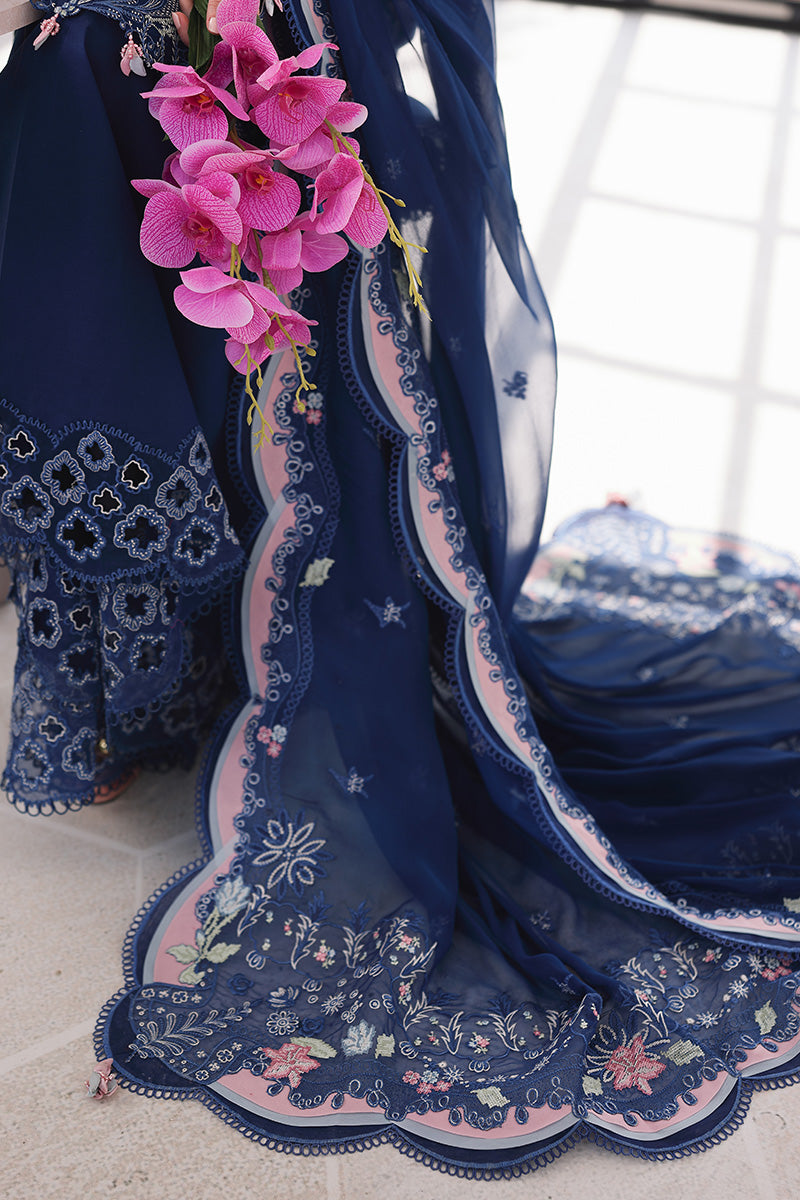 Unstitched 3 Piece Fully Embroidered Lawn Suit With Embroidered Shiffon Dupatta