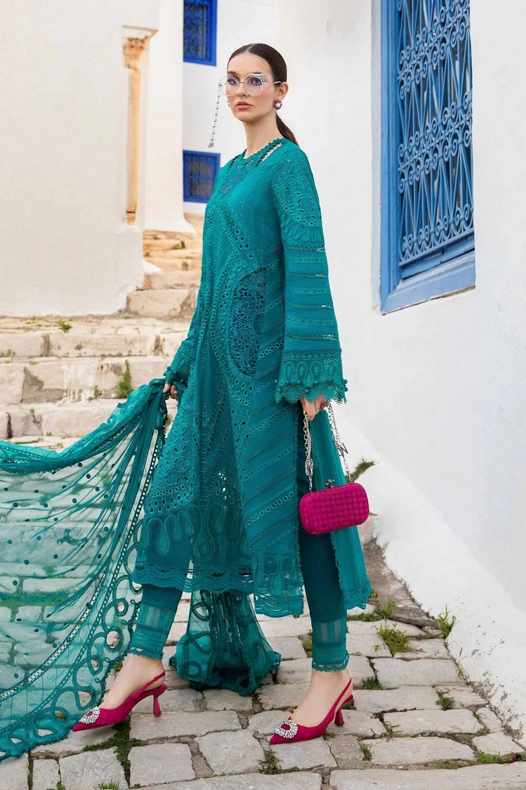 Unstitched 3 Piece Fully Embroidered Lawn Suit With Embroidered Organza Dupatta