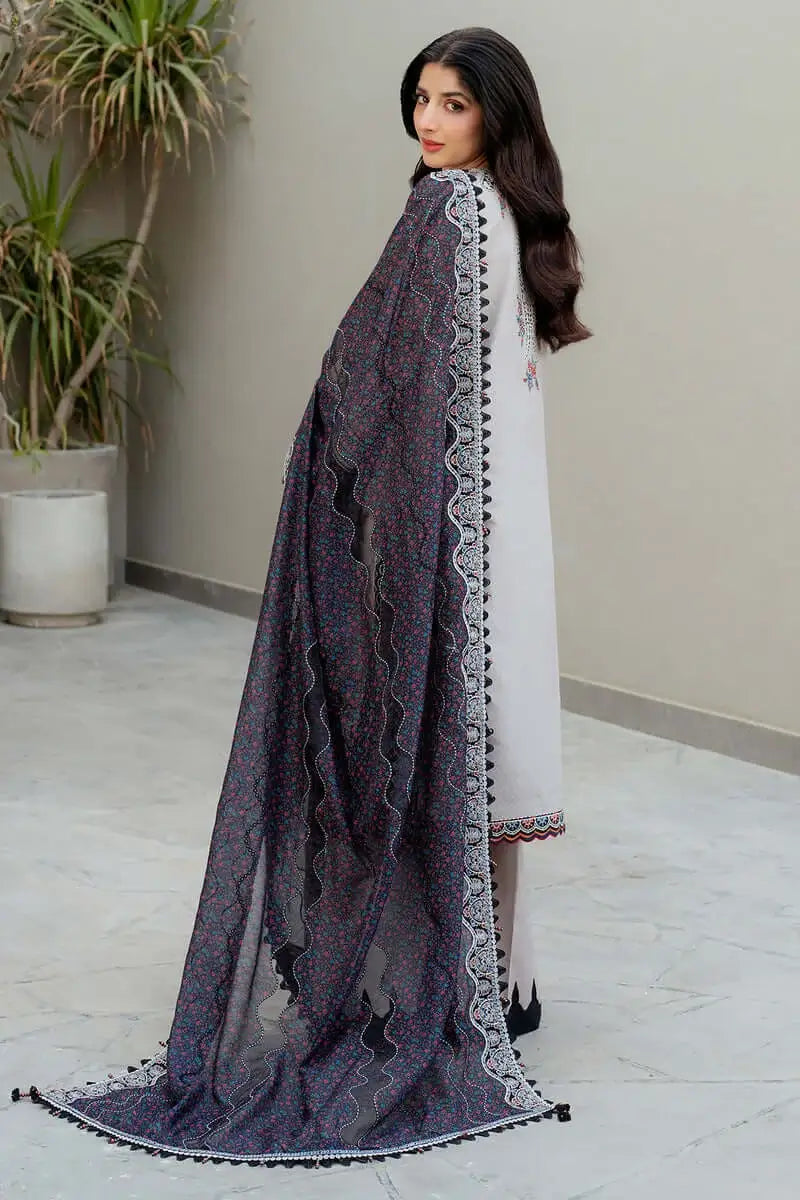 Unstitched 3 Pec Fully Embroidered Lawn Suit With Printed Lawn Dupatta