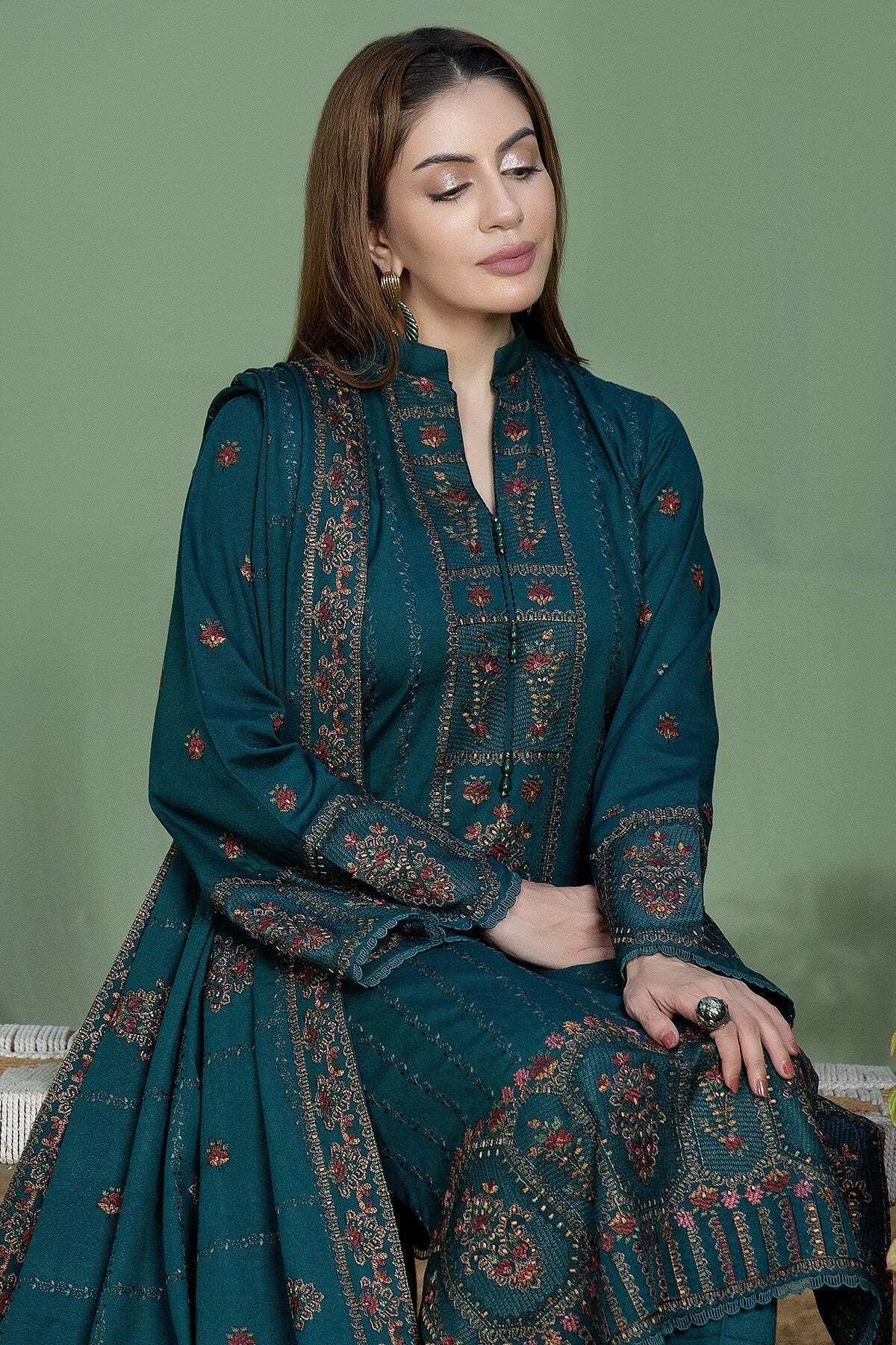 Unstitched 3 Piece Fully Embroidered Lawn Suit with Embroidered Lawn Dupatta