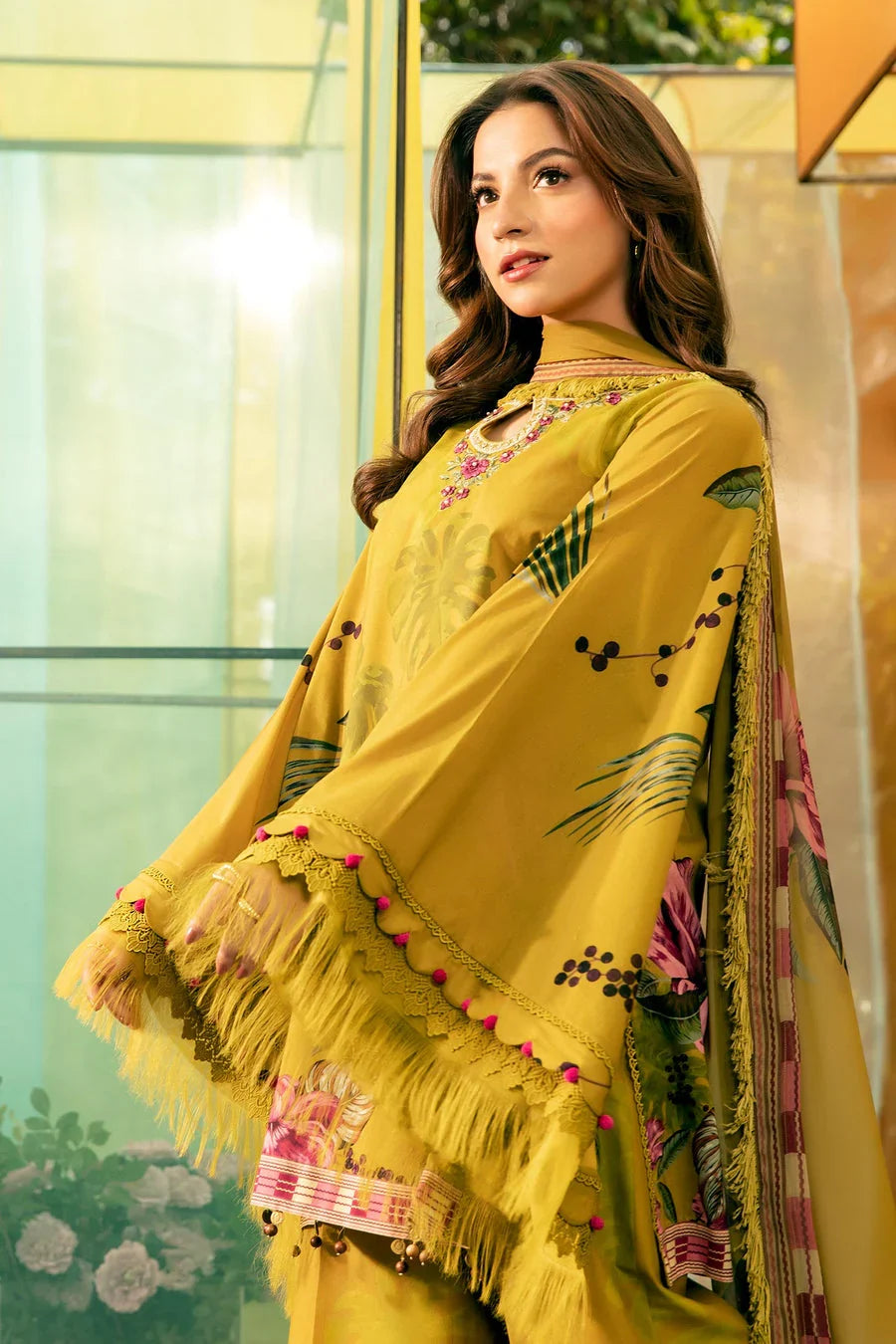 Unstitched 3 Piece Digital Printed Lawn Suit with Printed Lawn Dupatta