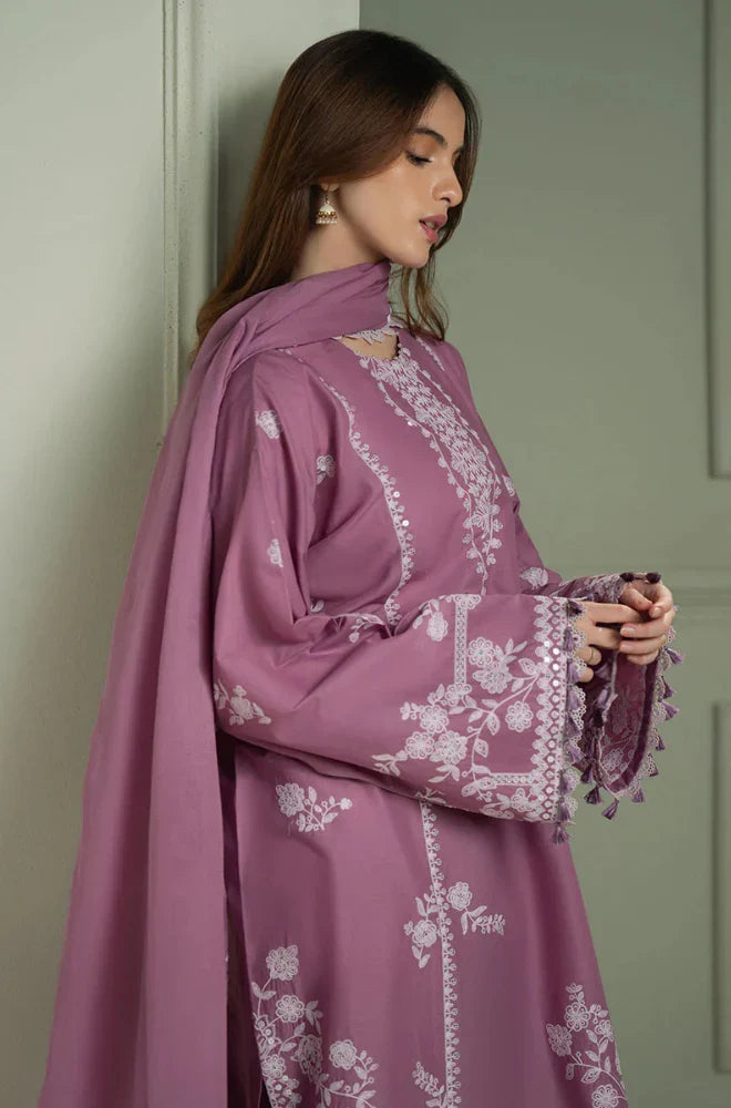 Unstitched 3 Piece Fully Embroidered Dhanak Suit with Embroidered Dhanak Shawl