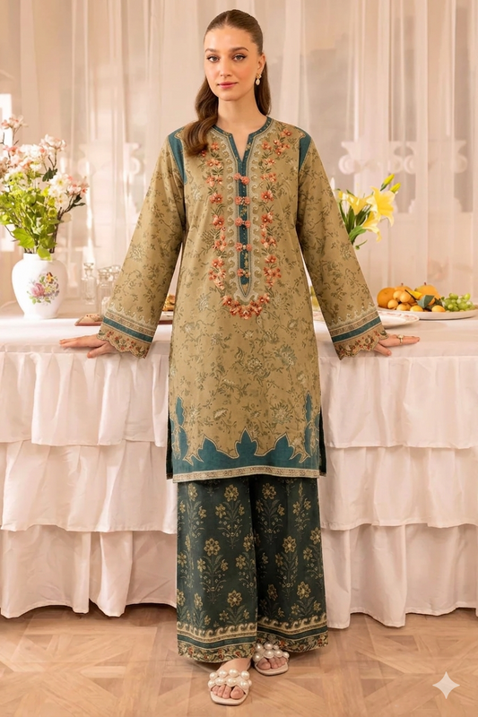 Unstitched 2 Piece Digital Printed Lawn Suit