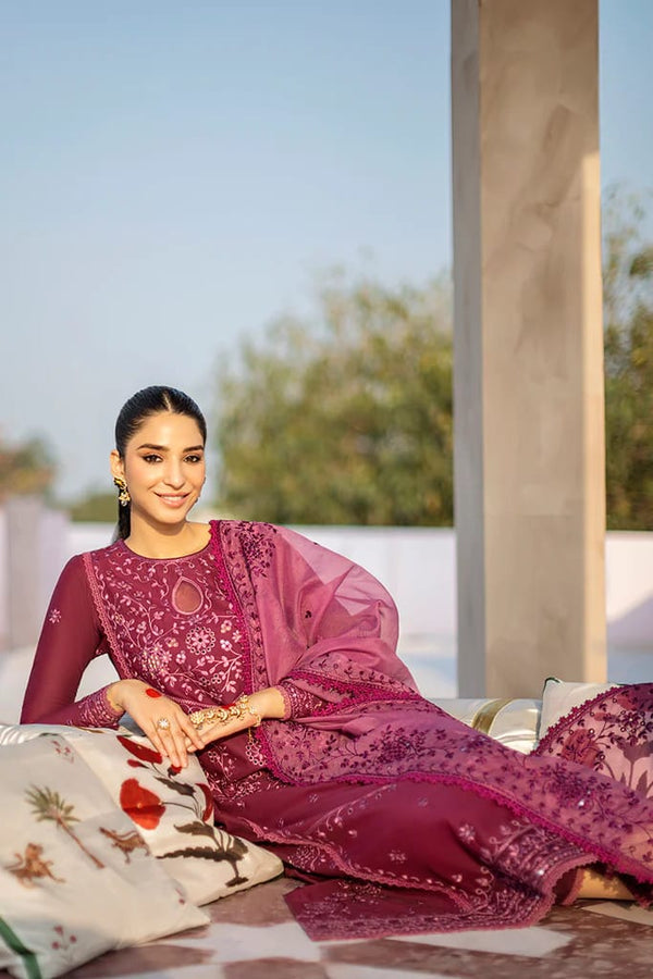 Unstitched 3 Piece Fully Embroidered Lawn Suit With Full Embroidered Organza Dupatta