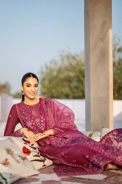 Unstitched 3 Piece Fully Embroidered Lawn Suit With Full Embroidered Organza Dupatta