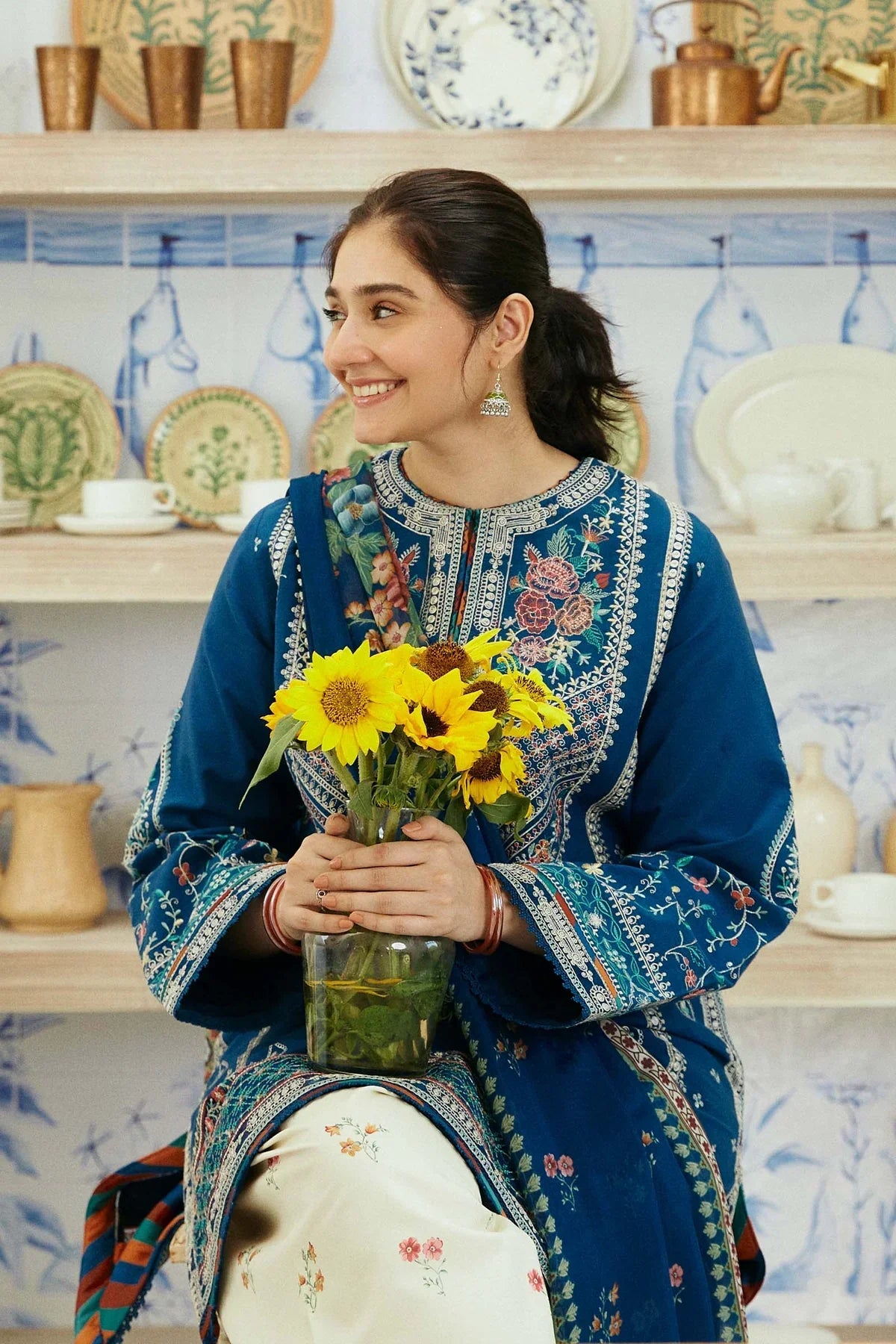 3 Piece Unstitched Heavy Embroidered Dhanak Suit with Dhanak Printed Wool Shawl - Motif