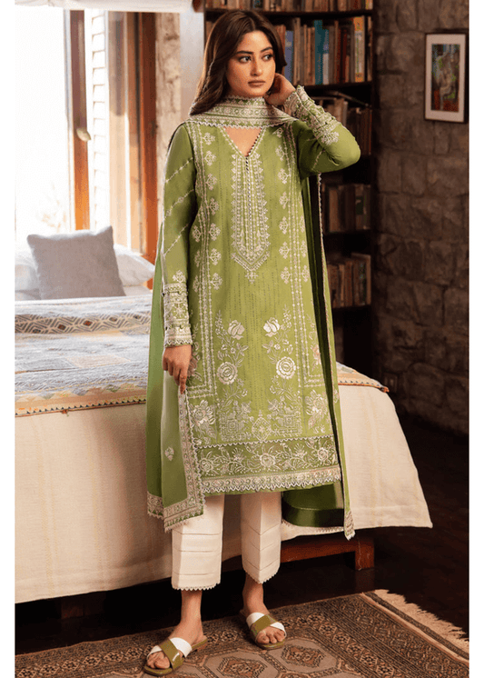 Unstitched 3 Piece Fully Embroidered Lawn Suit With Full Embroidered Lawn Dupatta