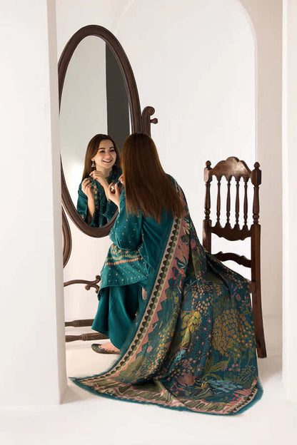 Unstitched 3 Piece Fully Embroidered Lawn Suit with Printed Silk Dupatta