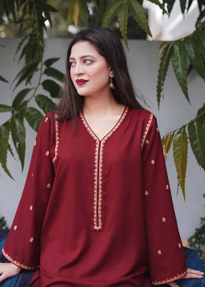 3 Piece Unstiched Embroidered Dhanak Suit ( Embroidered Dhanak Dupatta ) - Motif