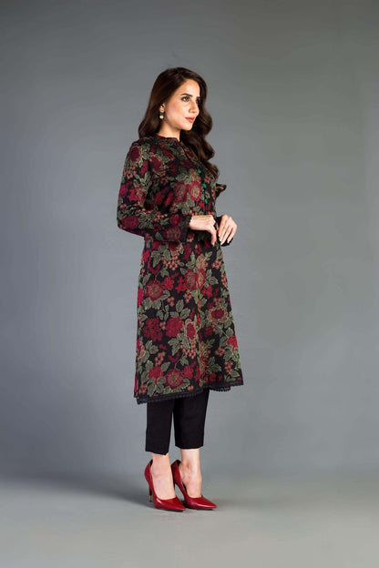 3 Piece Unstitched Heavy Embroidered Lawn Suit ( Full Embroidered Bamber Chiffon Dupatta ) - Motif