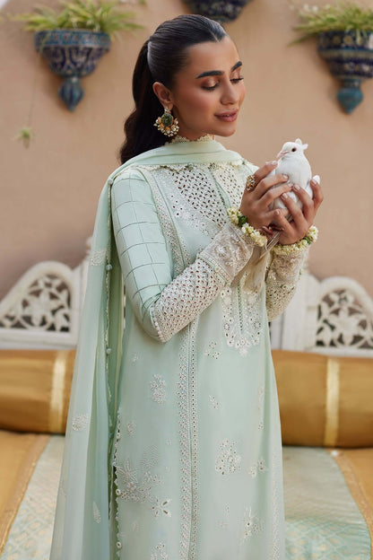 3 Piece Unstitched Heavy Embroidered Chickan Kari Lawn Suit ( Full Embroidered Chiffon Dupatta ) - Motif