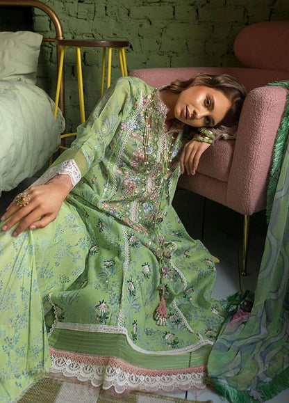 3 Piece Unstitched Embroidered Lawn Suit ( Fine Printed Silk Dupatta ) - Motif