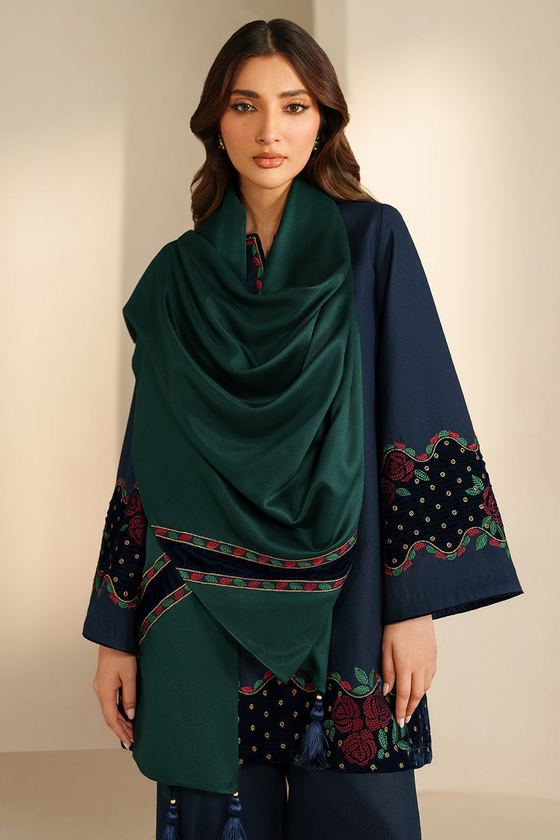 Unstitched 3 Piece Fully Embroidered Dhanak Suit with Embroidered Dupatta