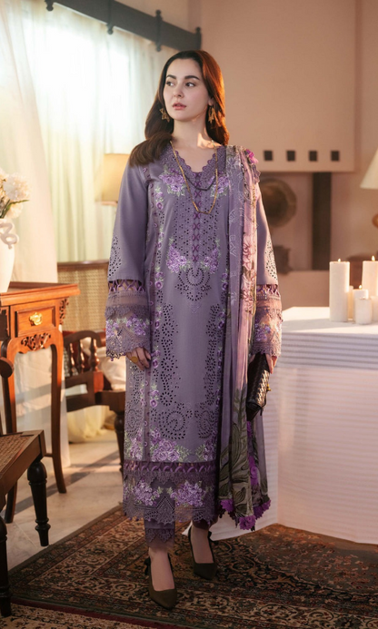 Unstitched 3 Piece Fully Embroidered Lawn Dress With Printed Poly Lawn Dupatta