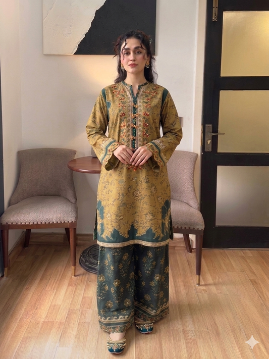 Unstitched 2 Piece Digital Printed Lawn Suit