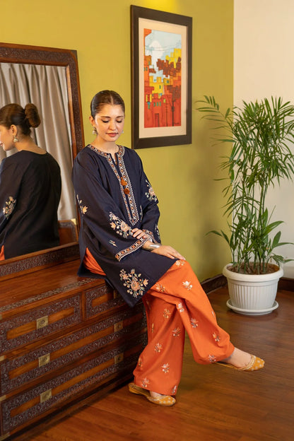 Unstitched 2 Piece Embroidered Dhanak Fabric