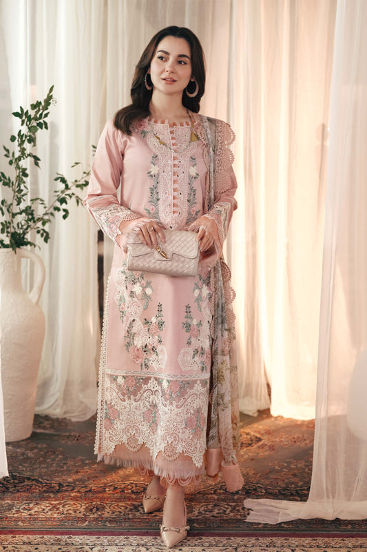 Unstitched 3 Piece Fully Embroidered Chickan Kari Lawn Suit With With Printed Shiffon Dupatta