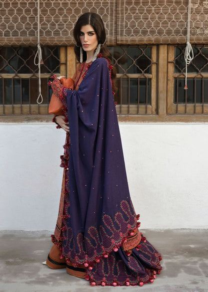 Unstitched 3 Piece Fully Embroidered Dhanak Suit with Embroidered Dhanak Shawl
