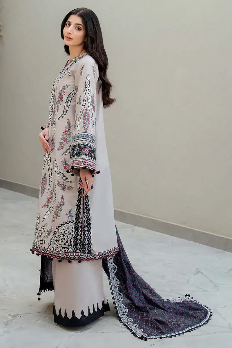 Unstitched 3 Pec Fully Embroidered Lawn Suit With Printed Lawn Dupatta