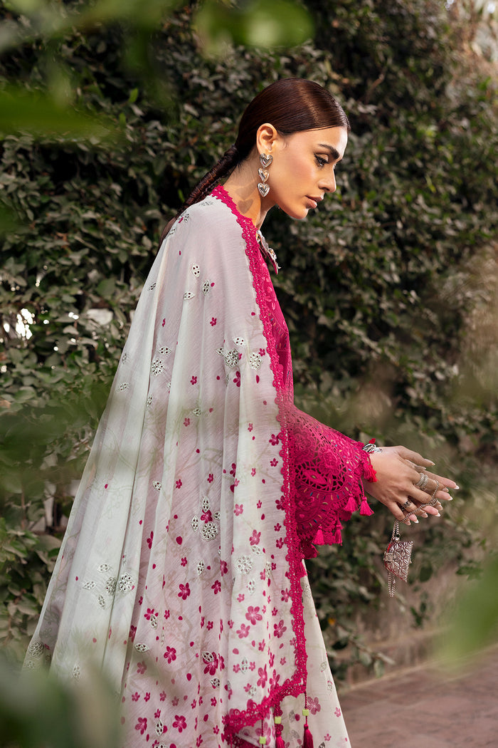 Unstitched 3 Piece Fully Embroidered Lawn Suit With Printed Monar Dupatta