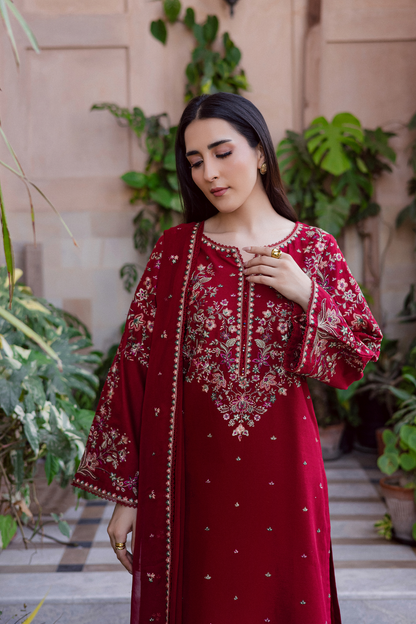 Unstitched 3 Piece Fully Embroidered Lawn Suit With Embroidered Chiffon Dupatta