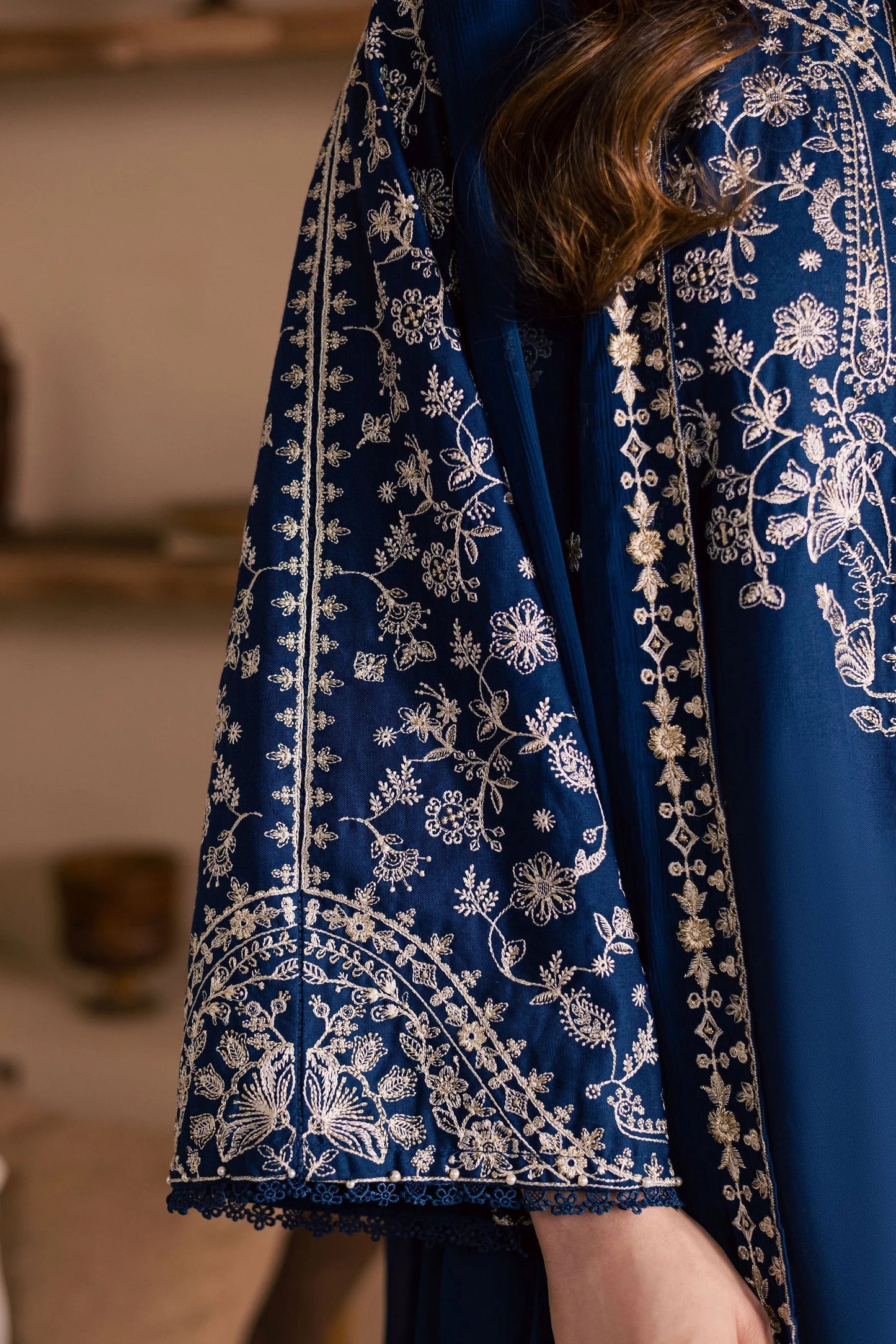 Unstitched 3 Piece Fully Embroidered Lawn Suit With Embroidered Shiffon Dupatta