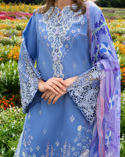 Unstitched 3 Piece Fully Embroidered Lawn Suit With Printed Silk Dupatta