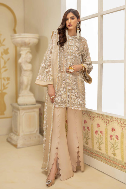 Unstitched 3 Piece Fully Embroidered Organza Dress With Embroidered Dupatta