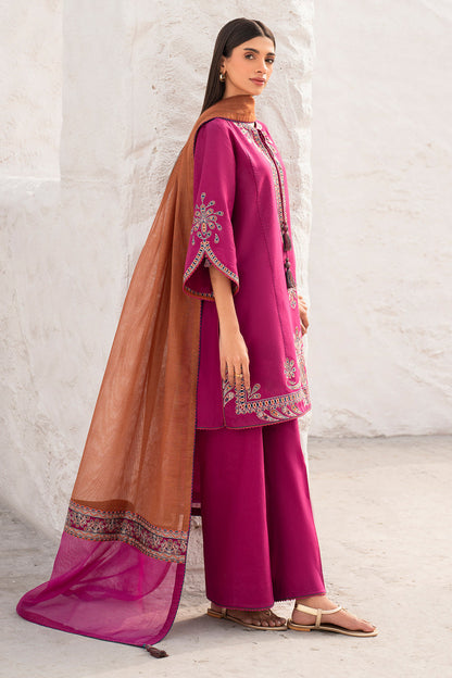 Unstitched 3 Piece Fully Embroidered Lawn Suit With Embroidered Shiffon Dupatta