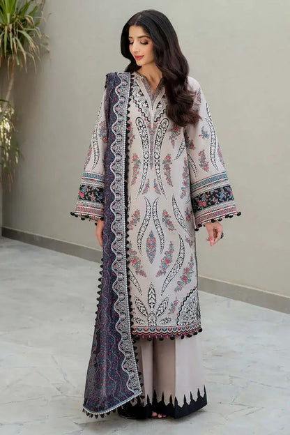 Unstitched 3 Pec Fully Embroidered Lawn Suit With Printed Lawn Dupatta