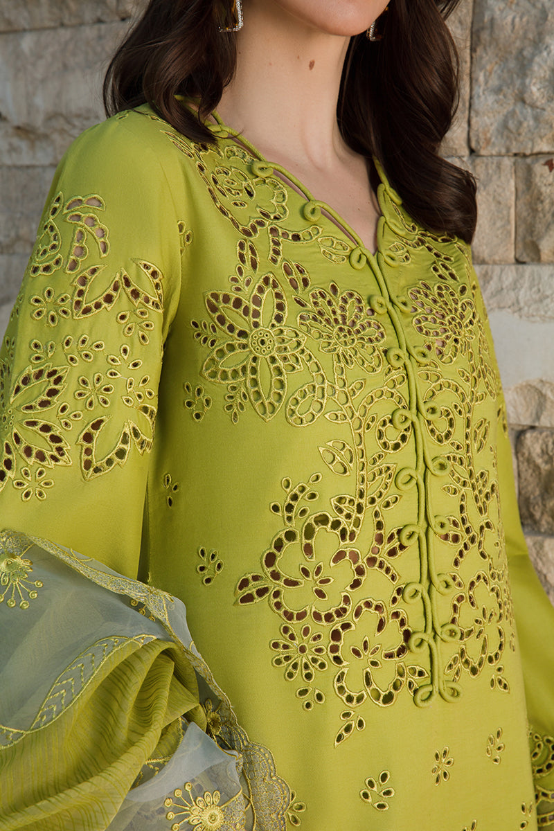 Unstitched 3 Piece Fully Embroidered Lawn Suit With Embroidered Cotton Net Dupatta