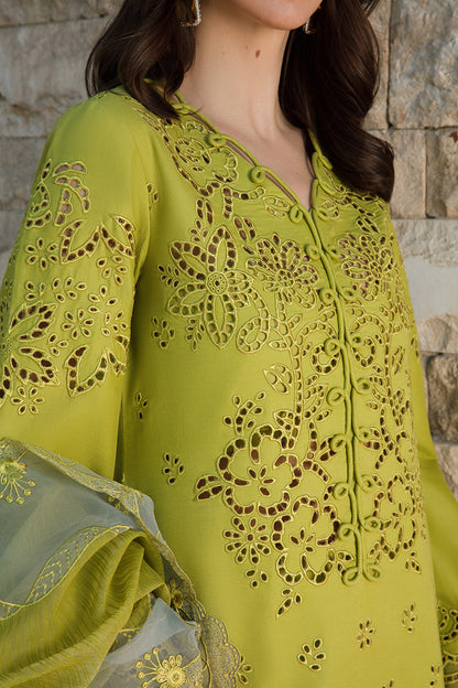 Unstitched 3 Piece Fully Embroidered Lawn Suit With Embroidered Cotton Net Dupatta