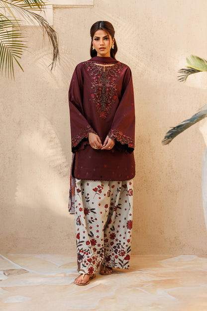 Unstitched 3 Pec Digital Printing & Embroidered Lawn Suit With Printed Polly Lawn Dupatta