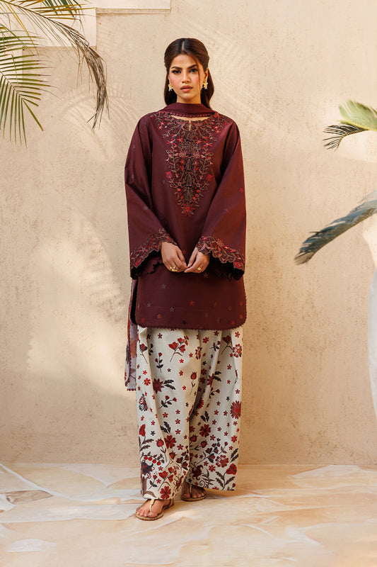 Unstitched 3 Pec Digital Printing & Embroidered Lawn Suit With Printed Polly Lawn Dupatta