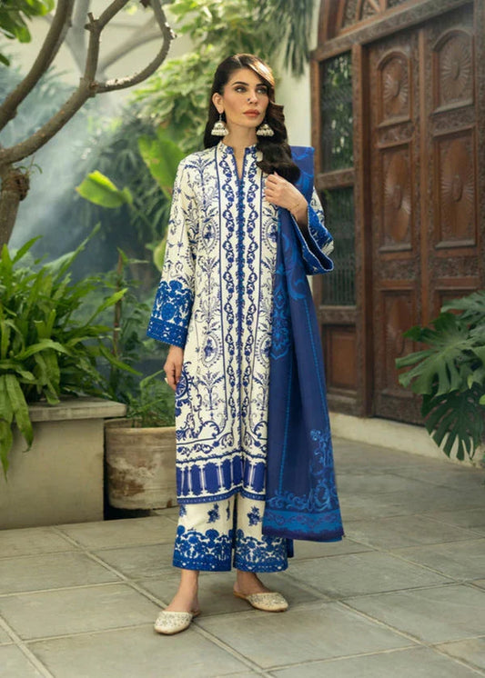 Unstitched 3 Piece Digital Printed Lawn Suit with Printed Lawn Dupatta