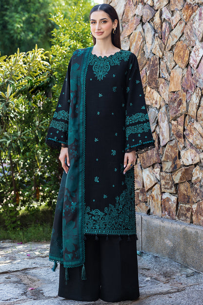 Unstitched 3 Piece Fully Embroidered Dhanak Suit with Printed Dhanak Shawl