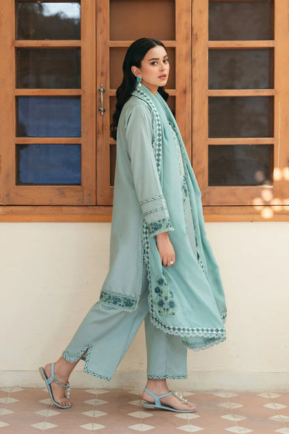 Unstitched 3 Pec Fully Embroidered Lawn Suit With Embroidered Lawn Dupatta