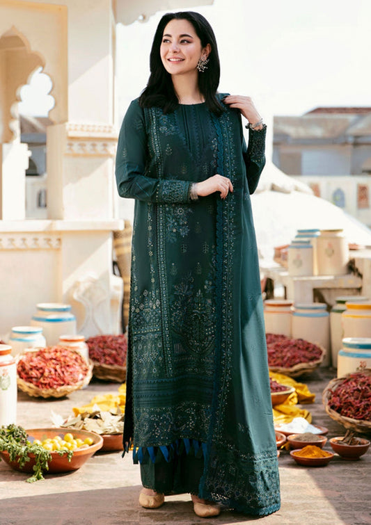 Unstitched 3 Piece Fully Embroidered Lawn Suit with Embroidered Lawn Dupatta