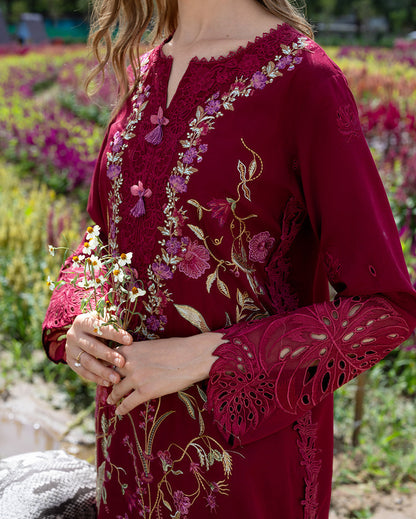 Unstitched 3 Piece Fully Embroidered Lawn Suit With Printed Shiffon Dupatta