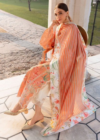 Unstitched 3 Pec Digital Printing & Embroidered Lawn Suit With Printed Polly Lawn Dupatta