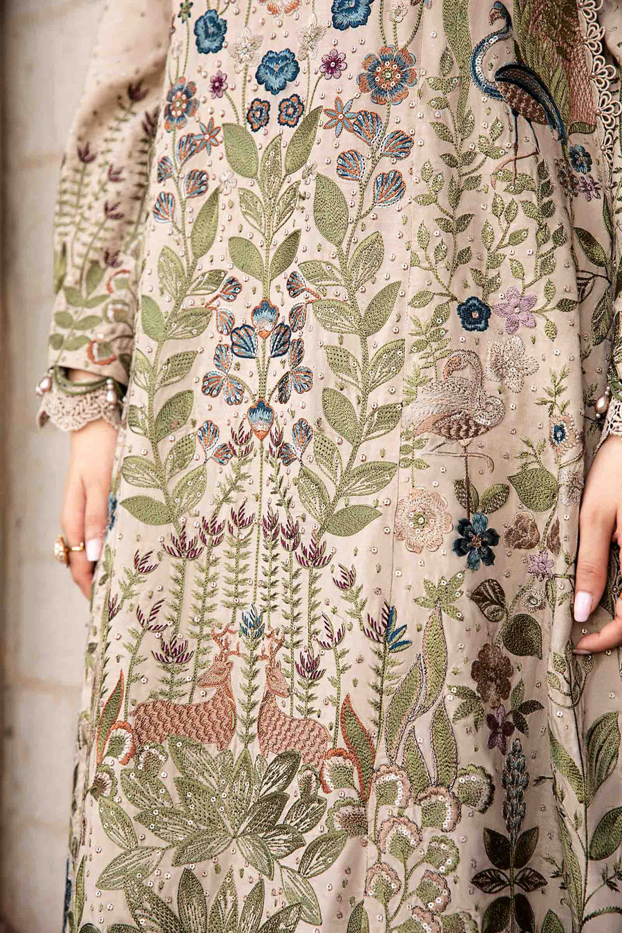 Unstitched 3 Piece Fully Embroidered Dhanak Suit with Printed Woolen Shawl